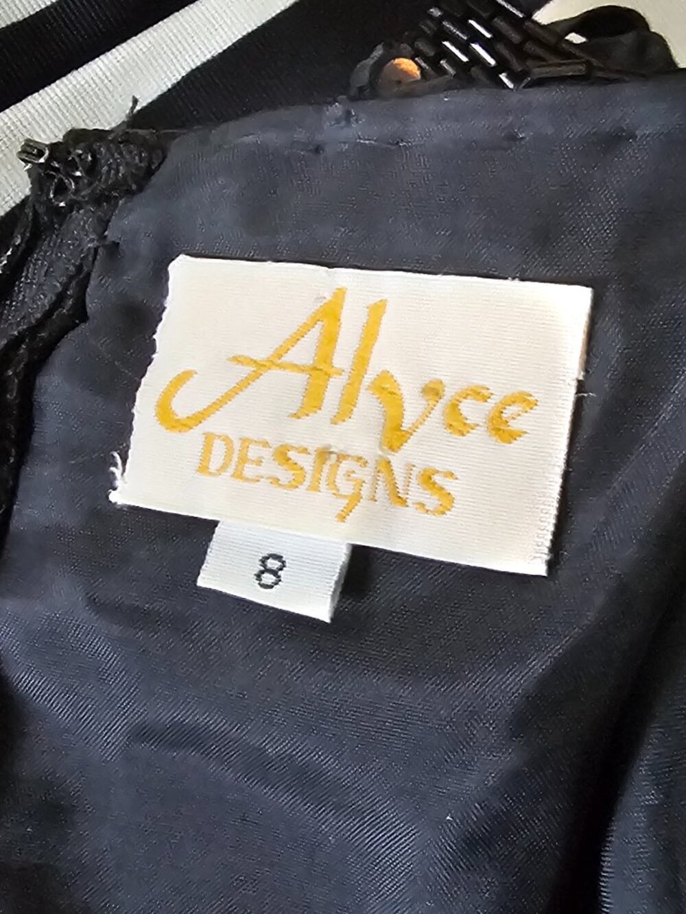 Alyce Designs Vintage Black Beaded Sequin Gown, Size 8 - Picture 5 of 6